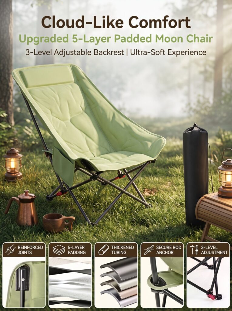 C-005 Low Beach Chair white background product photo, wholesale camping chair - GRITFURN