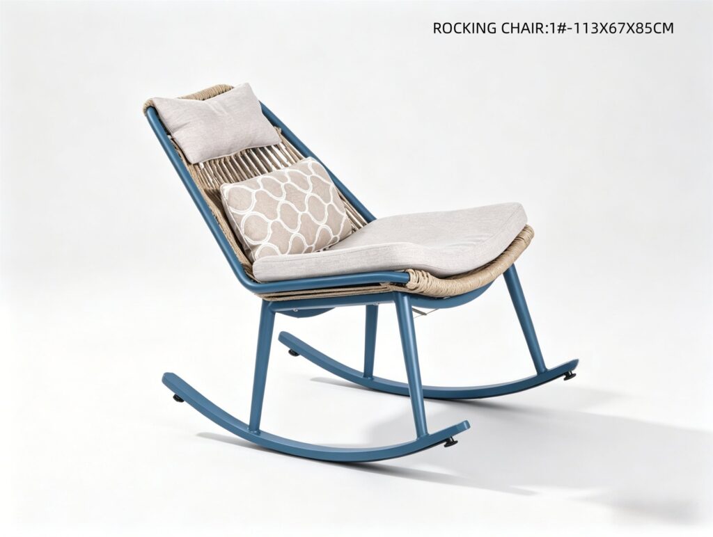 R-041 Aluminum Rope Rocking Chair — Blue (Cushions Included)