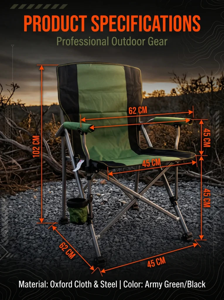 C-010 102cm Upright Folding Camping Chair